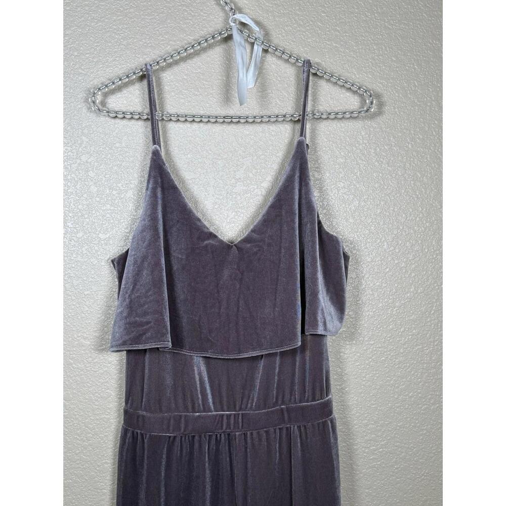 Jack By BB Dakota Holiday Velvet Sz L Stretchy Jumpsuit Retro Flared Leg - Picture 4 of 6